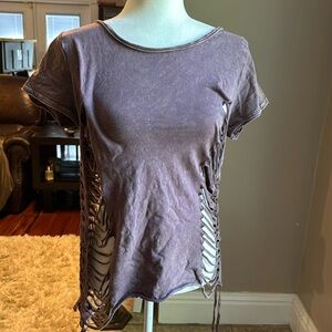 Purple cut out size shirt
